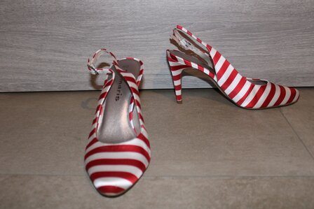 tamaris rood-witte hakken