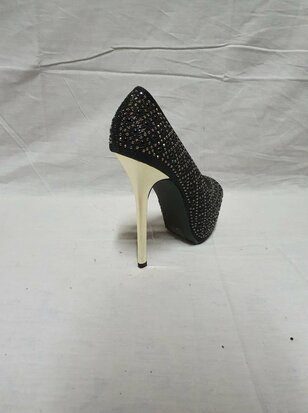 black heels with golden heel