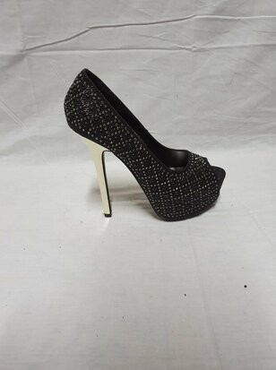 black heels with golden heel
