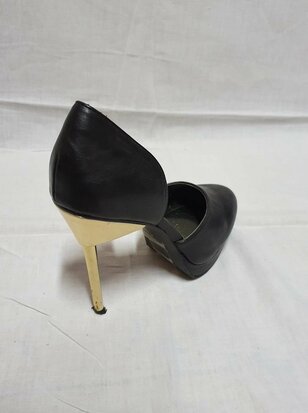 black high heels with golden heel