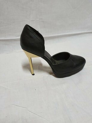 black high heels with golden heel