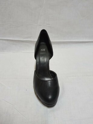 black high heels with golden heel