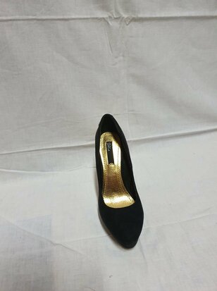 black high heels with gold heel