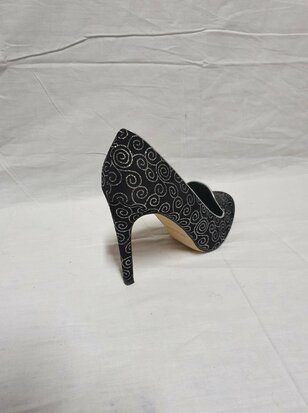 black high heels with silver accents