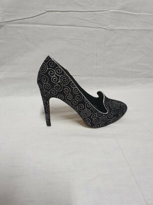 black high heels with silver accents