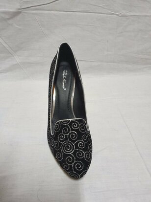 black high heels with silver accents