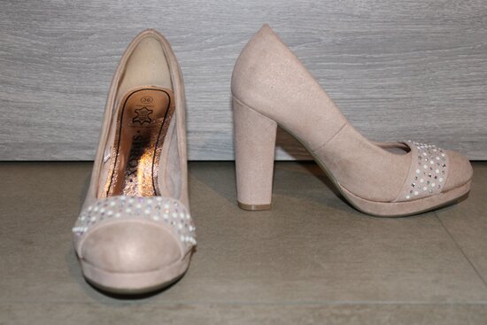 beige high heels