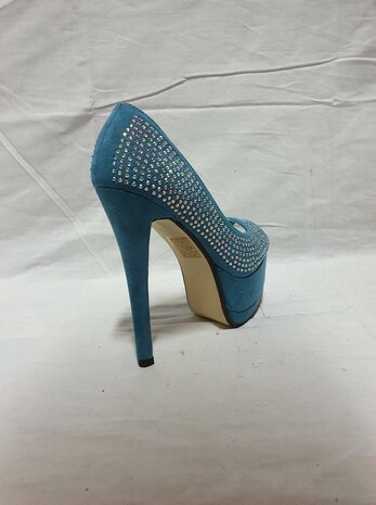 Talons aiguilles bleus avec diamants