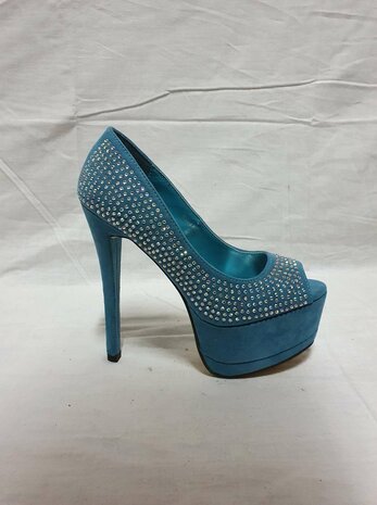 Talons aiguilles bleus avec diamants