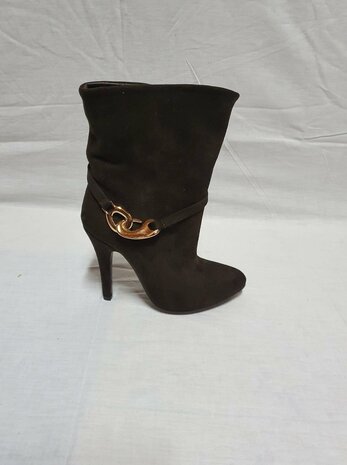 black heels with gold accents