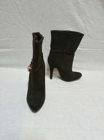 black heels with gold accents