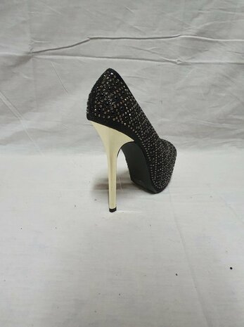 black heels with golden heel