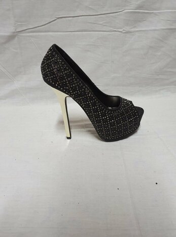 black heels with golden heel