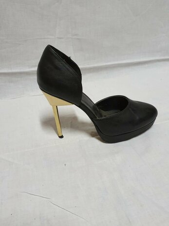 black high heels with golden heel