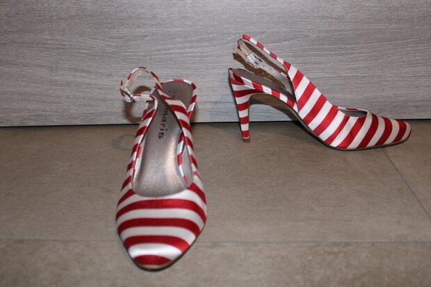 tamaris rood-witte hakken