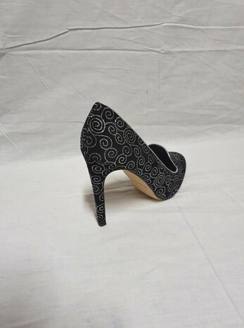 black high heels with silver accents