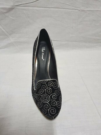 black high heels with silver accents