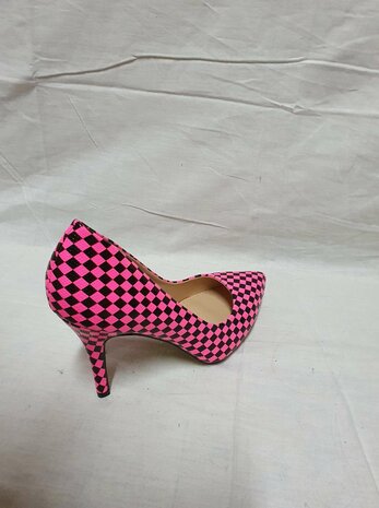 roze geruite hakken