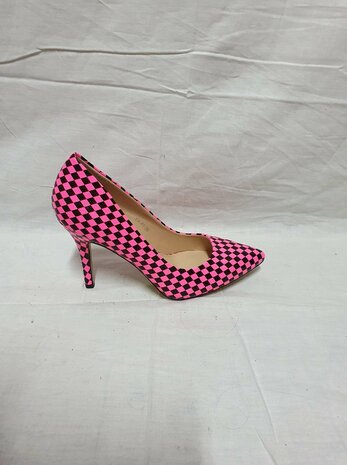 roze geruite hakken