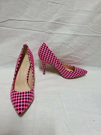 roze geruite hakken