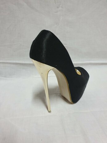 black high heels with gold heel